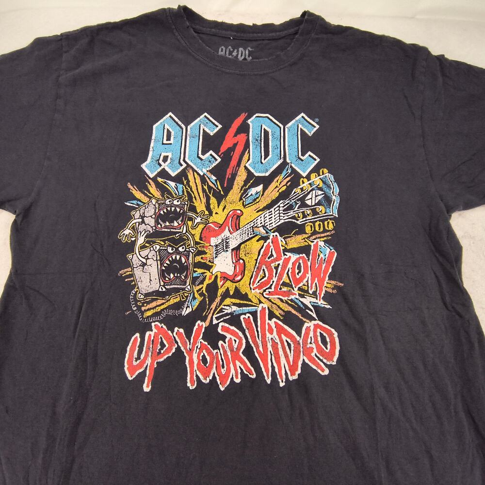 ACDC Band Crew Neck Short Sleeve Graphic T Shirt Mens Size Large L Black
